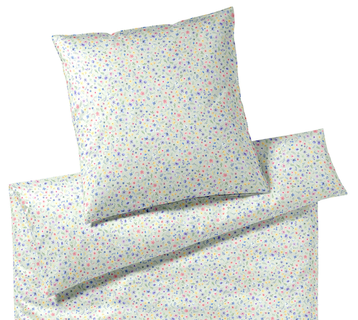 Satin Bettwäsche Beauties in Zartgrün Blümchen Freisteller #farbe_Beauties Zartgrün