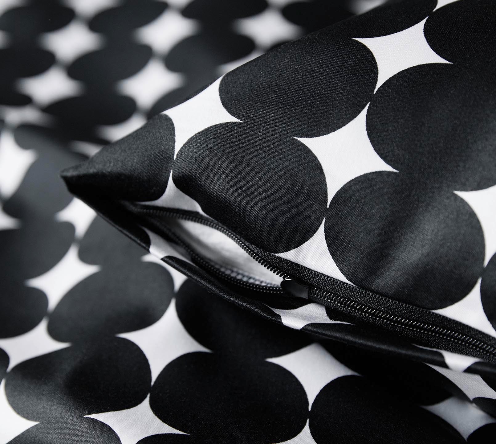 Satin Bettwäsche Bubbles Grafik Reißverschluss #farbe_Bubbles Schwarz-Weiß