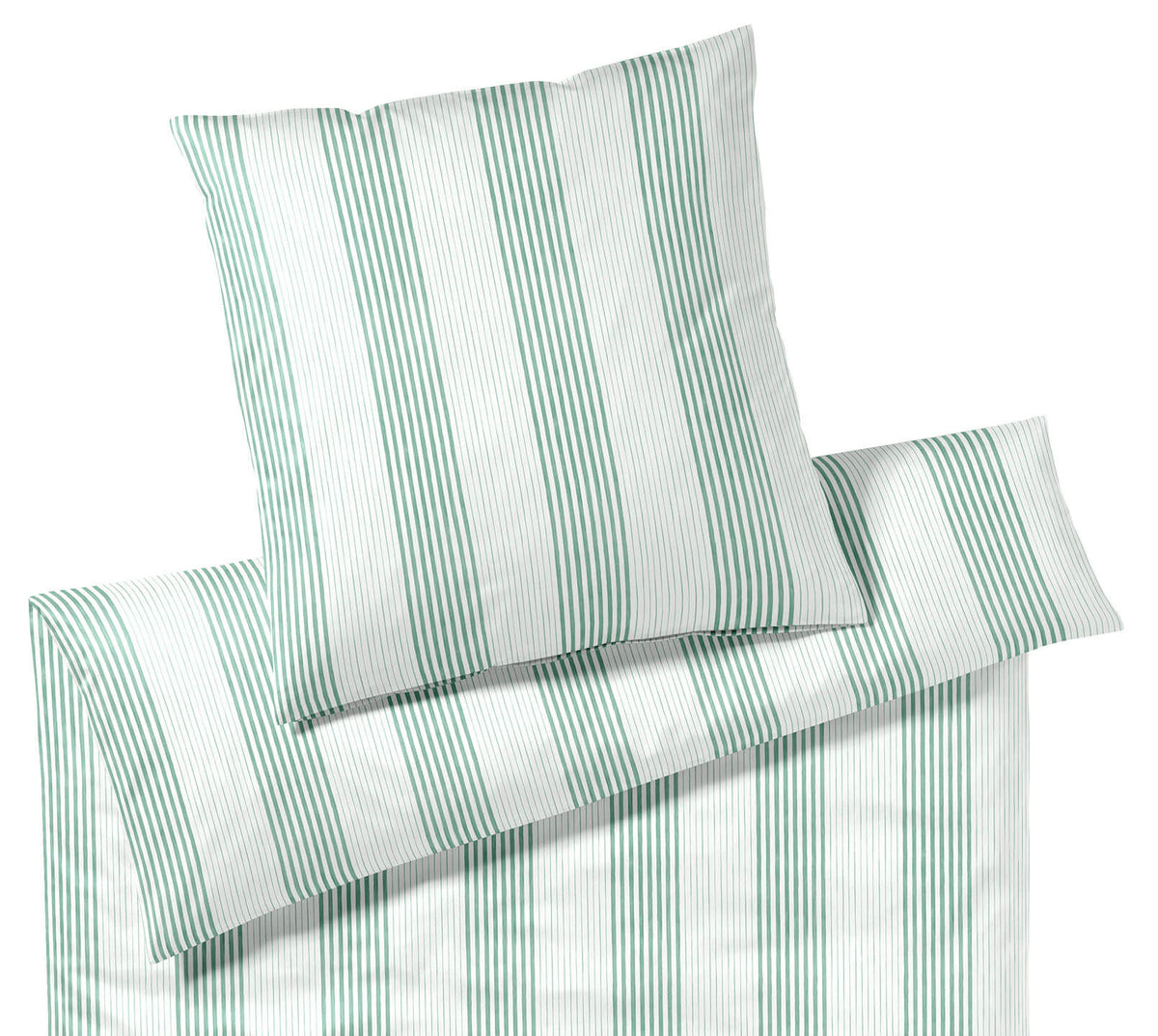 Satin Bettwäsche Capri in Jade Grün Streifen Freisteller #farbe_Capri Jade Grün