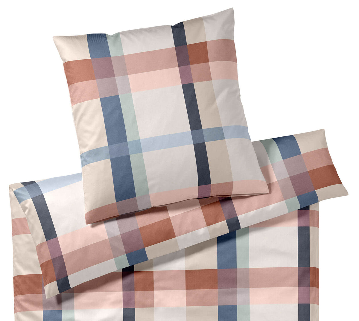 Satin Bettwäsche Carree in Terra Karo Freisteller #farbe_Carree Terra