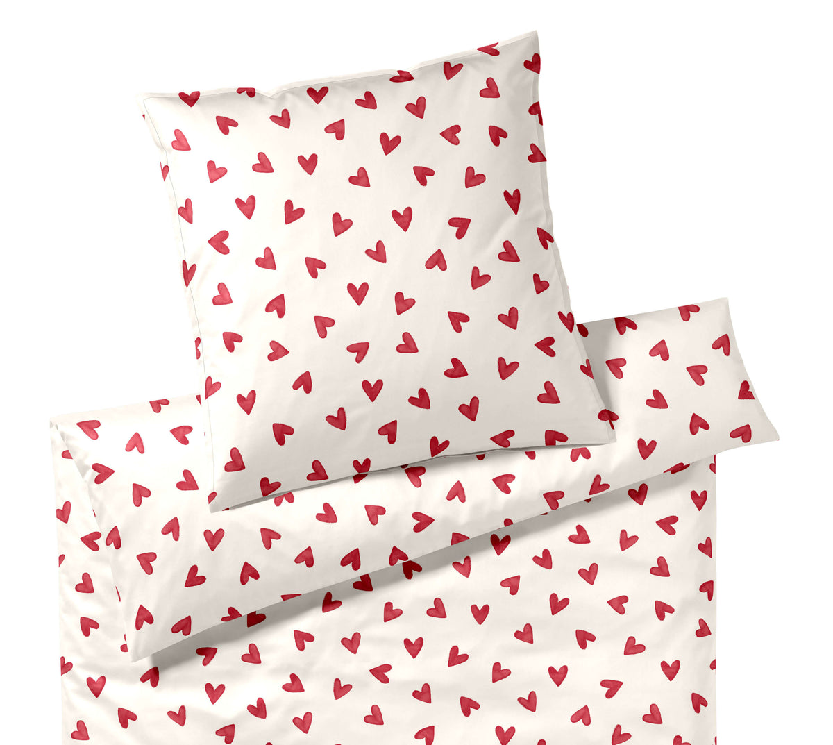 Satin Bettwäsche Cherie in Himbeerrot Herzen Freisteller #farbe_Himbeerrot