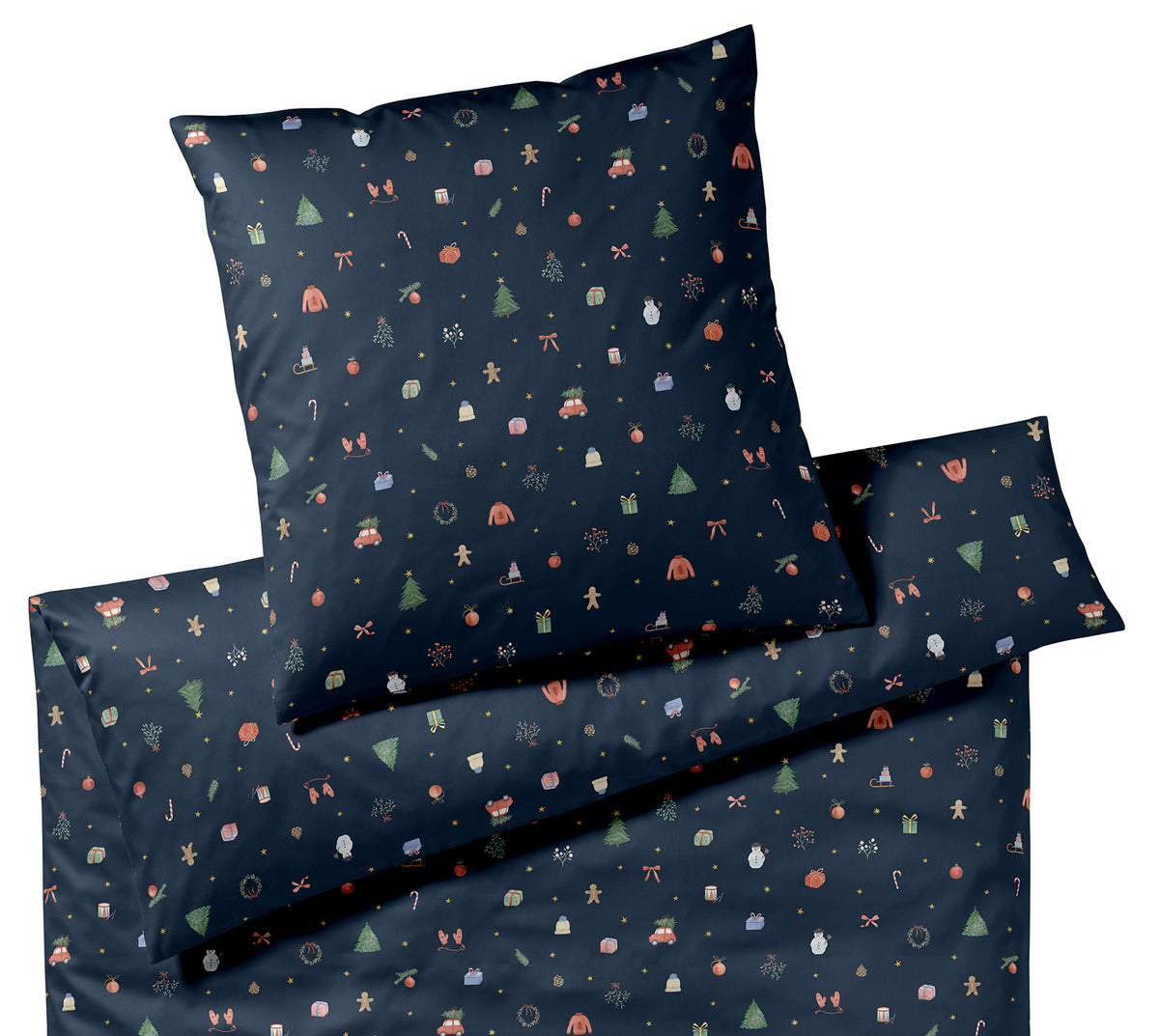 Satin Bettwäsche Christmas Treats in Blau Weihnachtsmotive Freisteller #farbe_Christmas Treats Blau