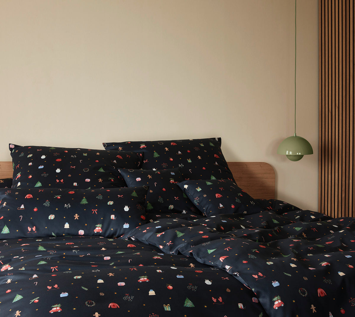 Satin Bettwäsche Christmas Treats in Blau Weihnachtsmotive Schlafzimmer #farbe_Christmas Treats Blau