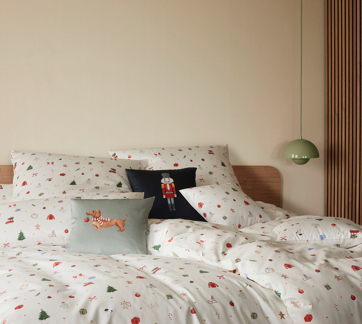 Satin Bettwäsche Christmas Treats in Weiß Weihnachtsmotive  Kissenmix #farbe_Christmas Treats Weiß