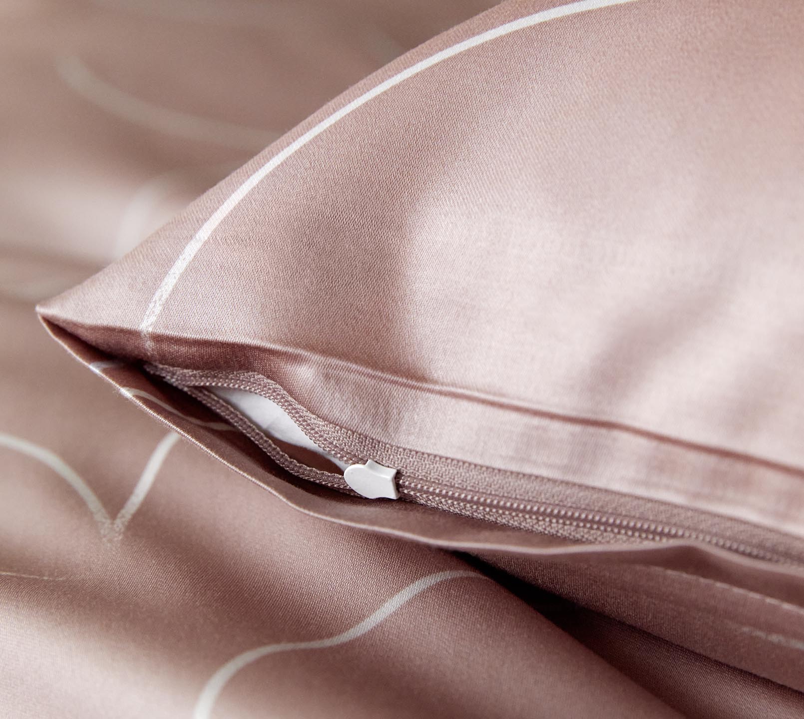 Satin Bettwäsche Circus in Rosenholz Kreisgrafik Reißverschluss #farbe_Circus Rosenholz