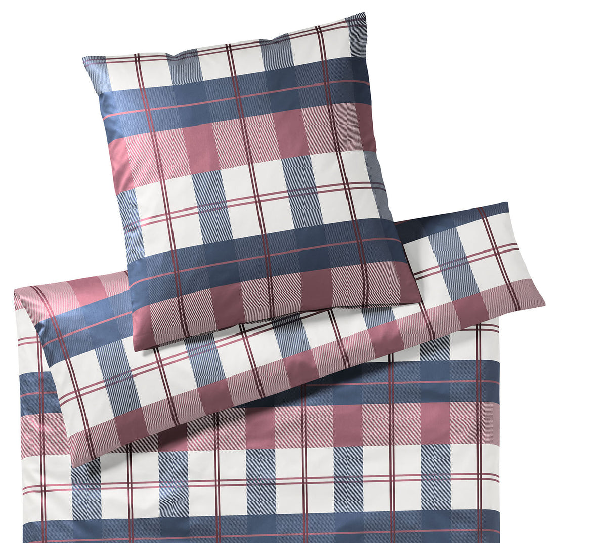 Satin Bettwäsche Country in Purpurrot Karo Freisteller #farbe_Purpurrot