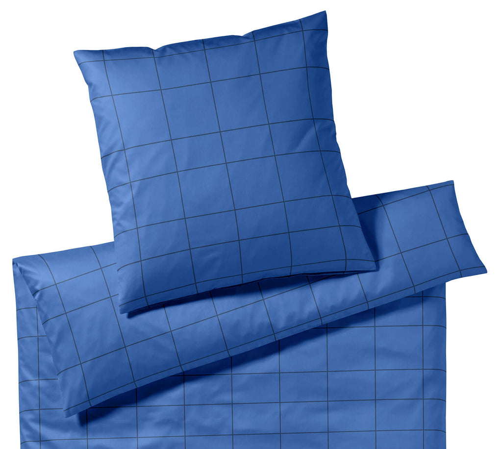 Satin Bettwäsche Cross in Blau Karo Freisteller #farbe_Kobaltblau