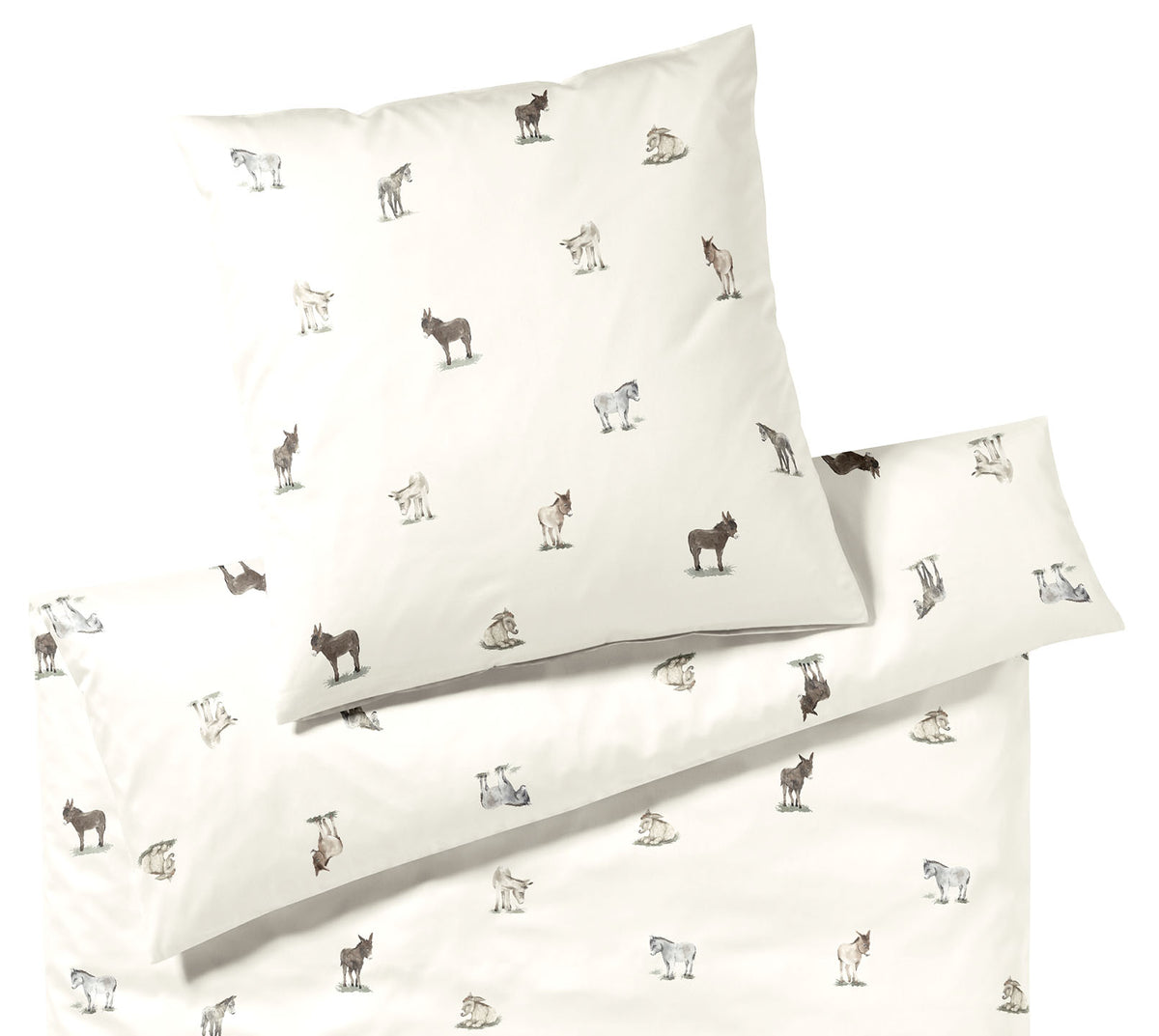 Satin Bettwäsche Donkey in Offwhite Esel Freisteller #farbe_Offwhite