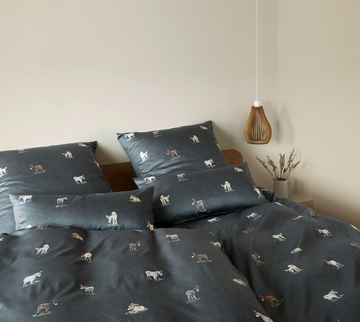 Satin Bettwäsche Donkey in Marine Esel Schlafzimmer #farbe_Dunkelblau