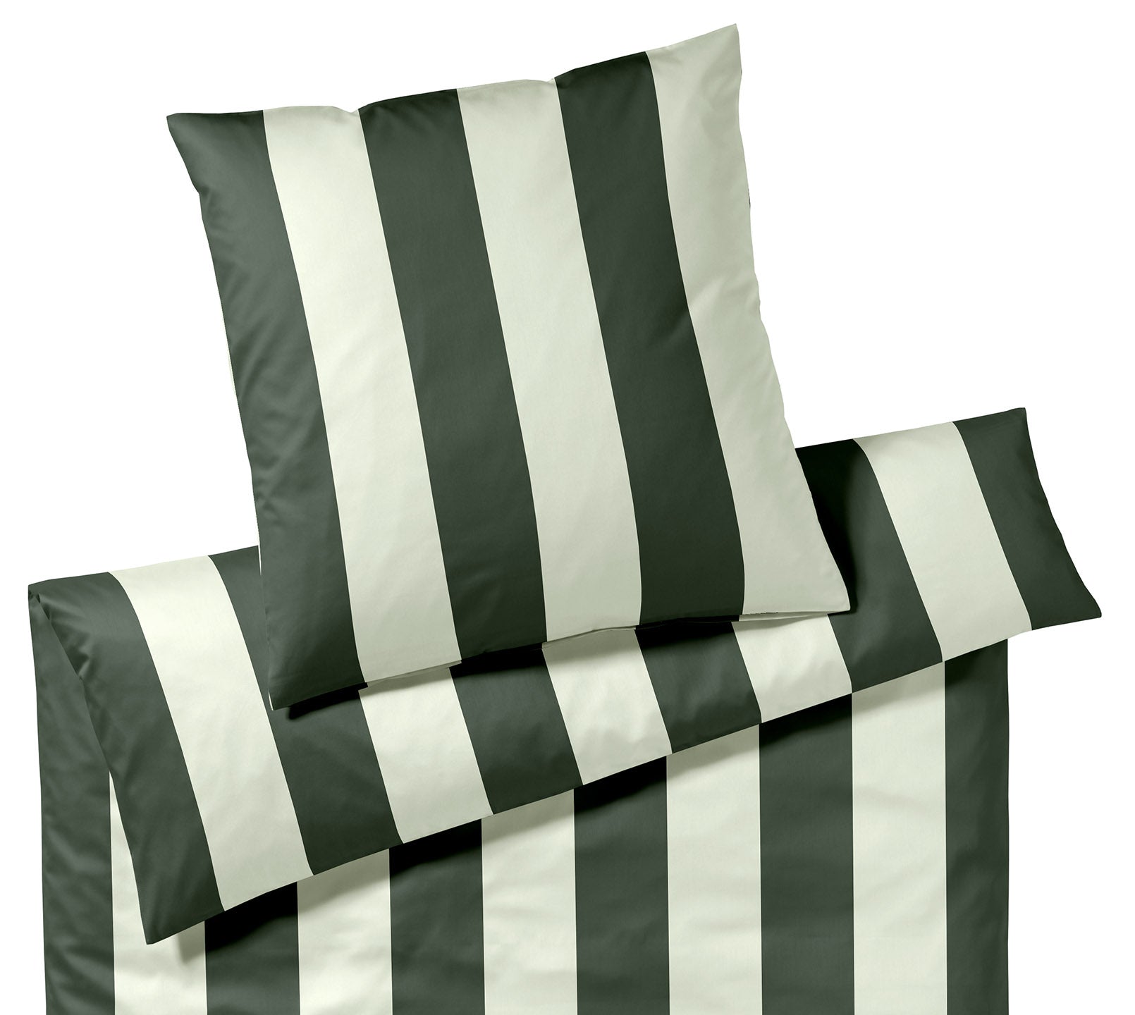 Satin Bettwäsche Duo in Forest Streifen Freisteller #farbe_Duo Forest