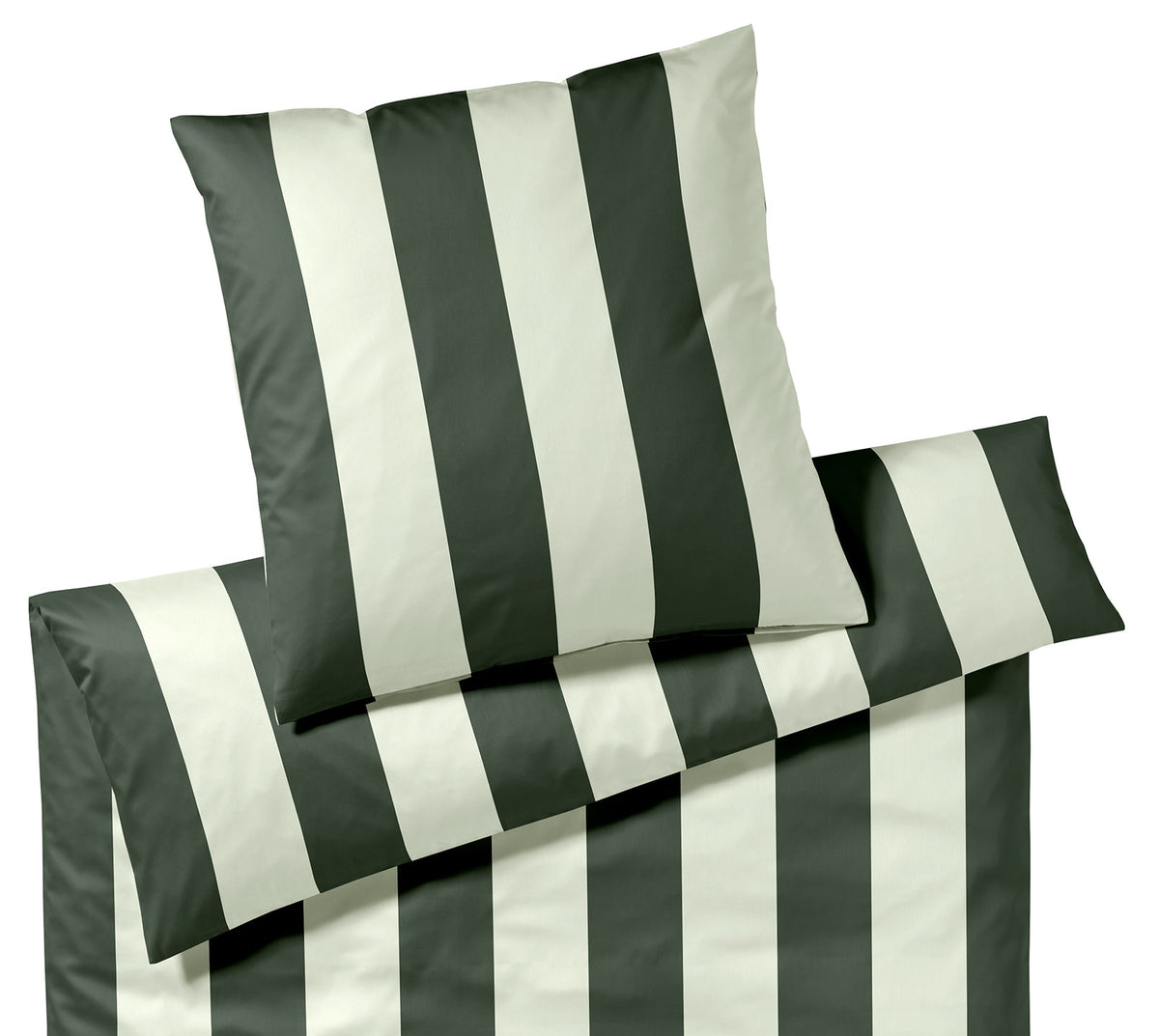 Satin Bettwäsche Duo in Forest Streifen Freisteller #farbe_Duo Forest