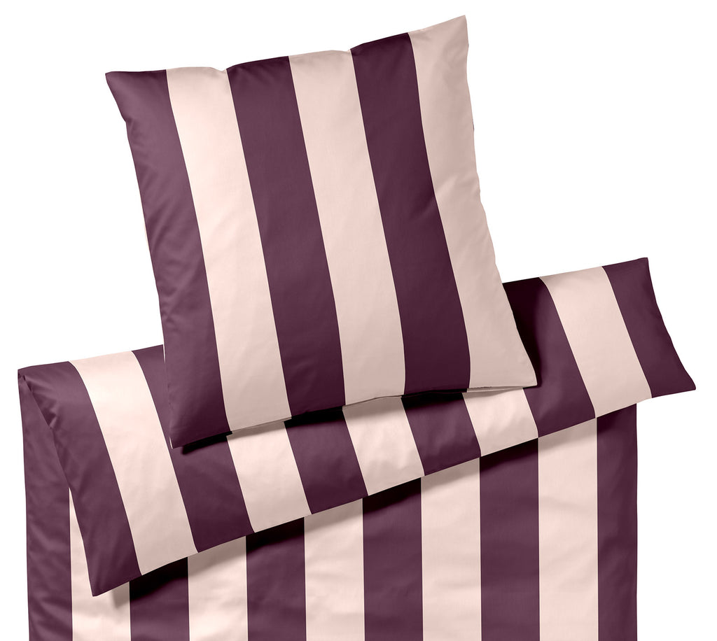 Satin Bettwäsche Duo in Rosé-Wine Streifen Freisteller #farbe_Rose-Wine