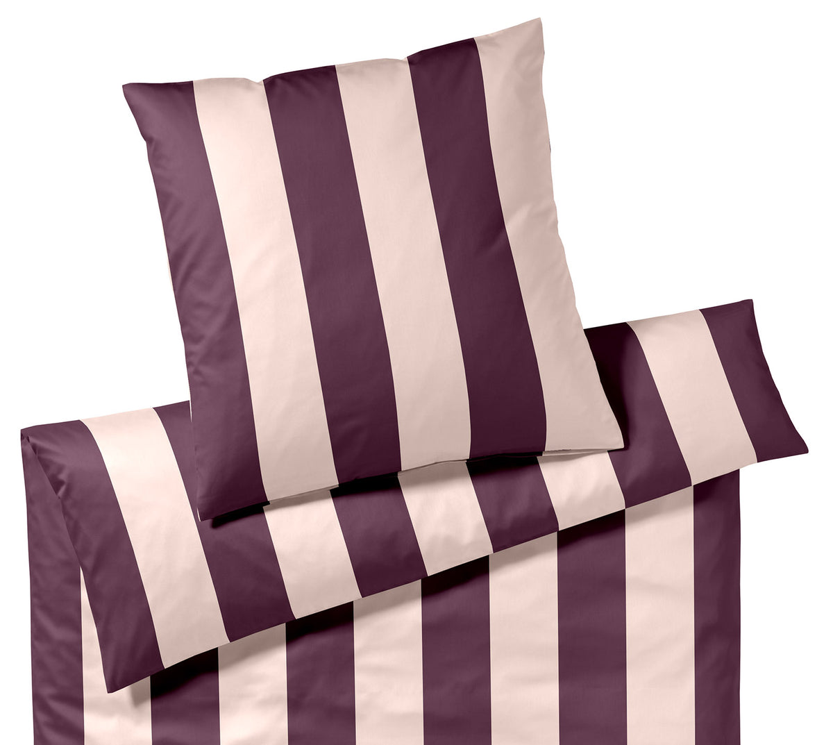 Satin Bettwäsche Duo in Rosé-Wine Streifen Freisteller #farbe_Duo Rose-Wine