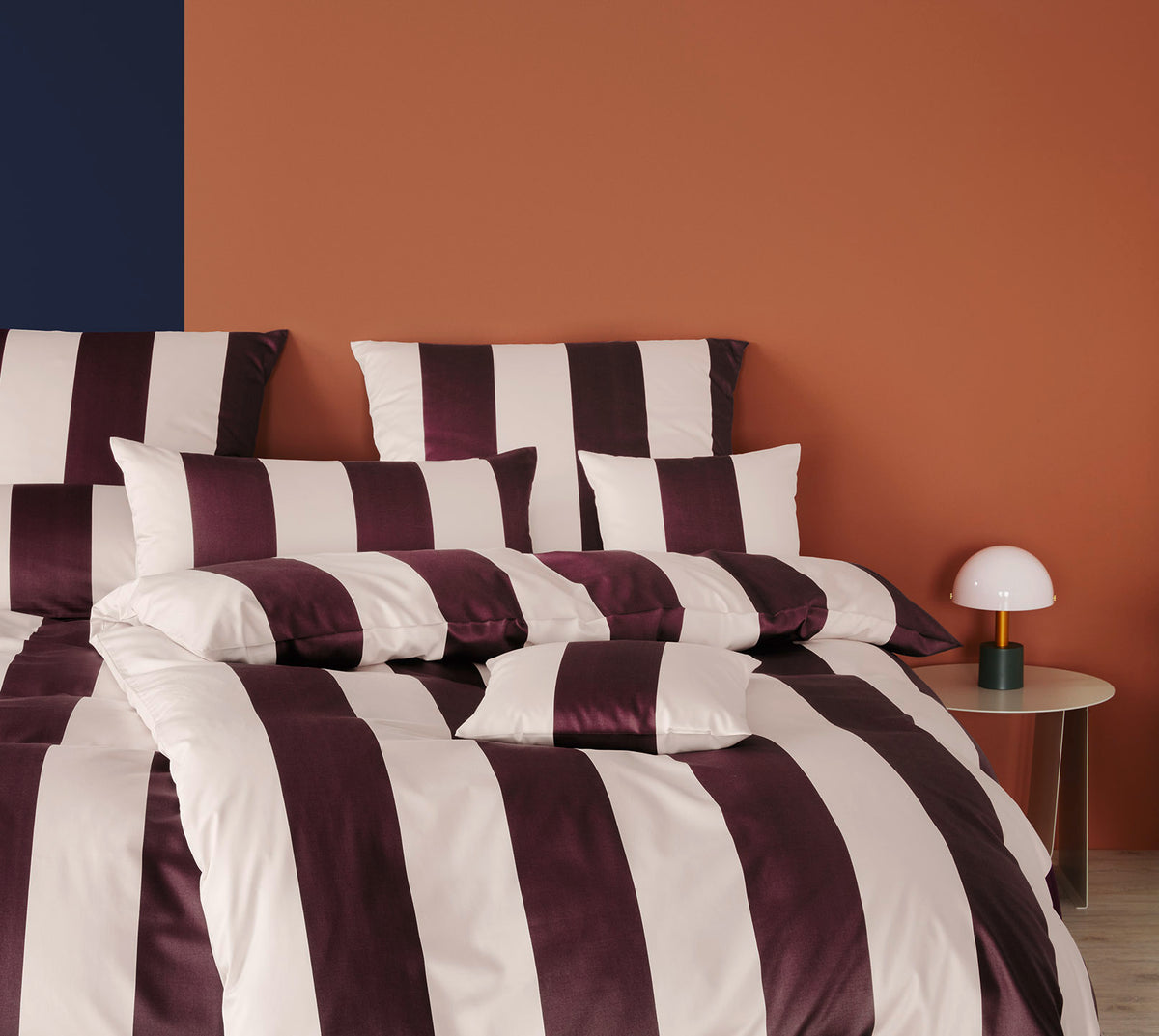 Satin Bettwäsche Duo in Rosé-Wine Streifen Schlafzimmer #farbe_Duo Rose-Wine