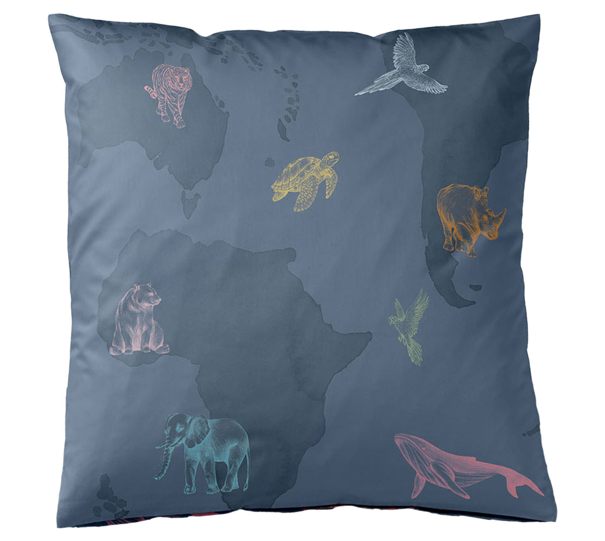 Satin Bettwäsche Explorer in Ozeanblau Freisteller Kissen