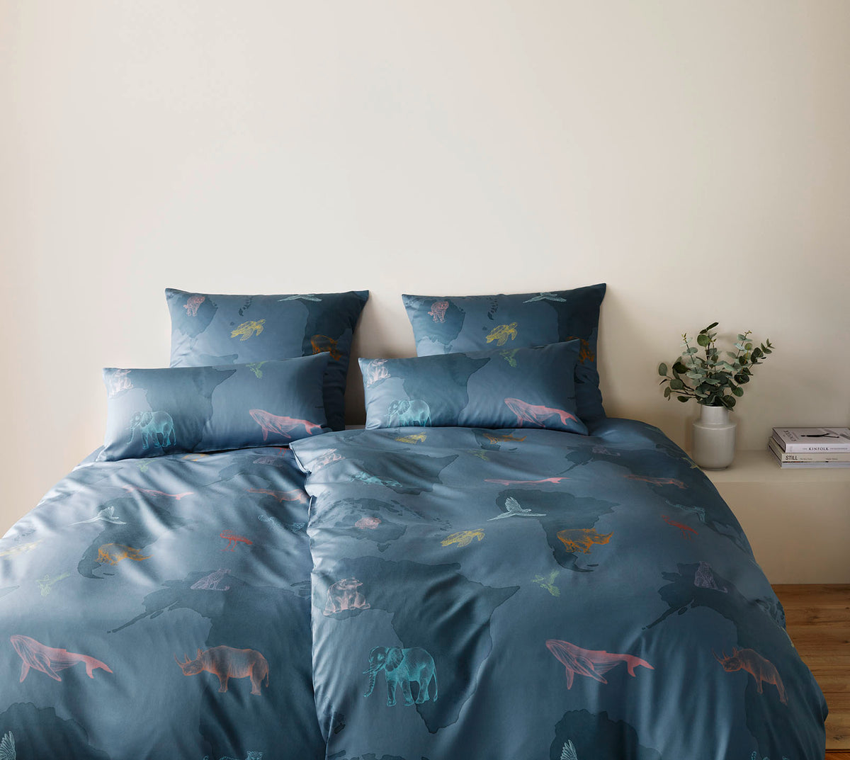 Satin Bettwäsche Explorer Ozeanblau Tiermotive Schlafzimmer #farbe_Explorer Ozeanblau