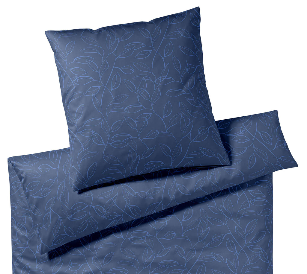 Satin Bettwäsche Floral in Blau Blätter Freisteller #farbe_Kobaltblau