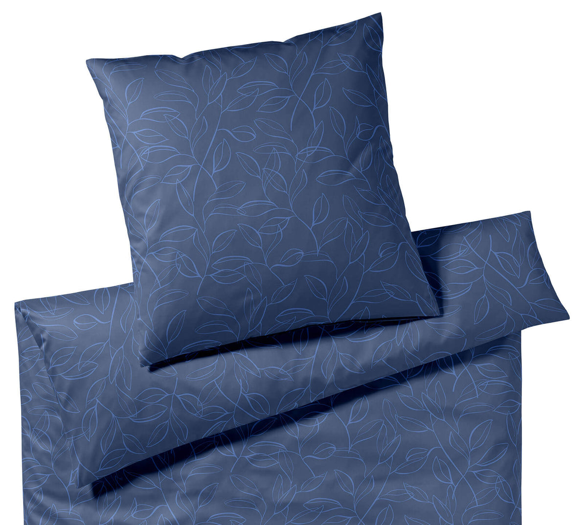 Satin Bettwäsche Floral in Blau Blätter Freisteller #farbe_Kobaltblau