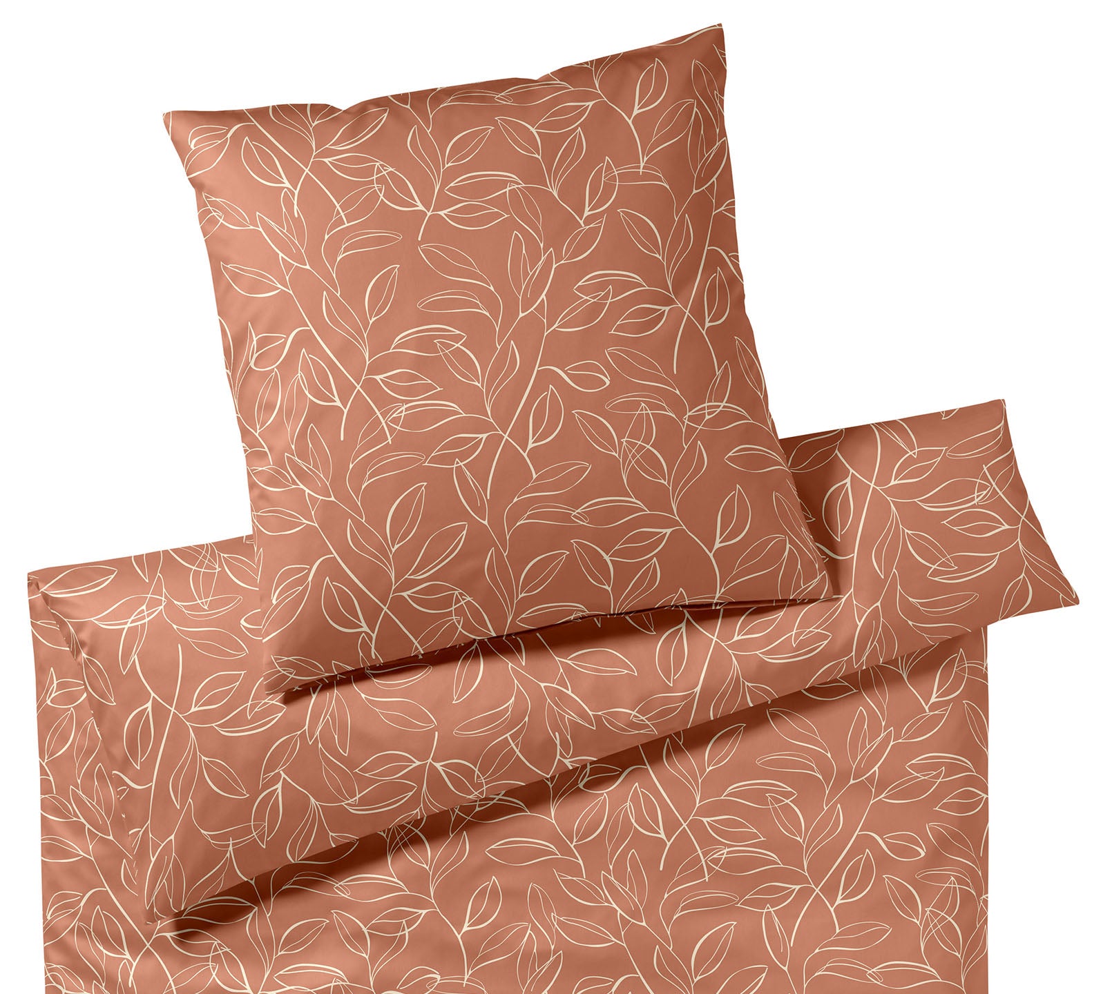 Satin Bettwäsche Floral in Kupfer Blattmotiv Freisteller #farbe_Floral Kupfer