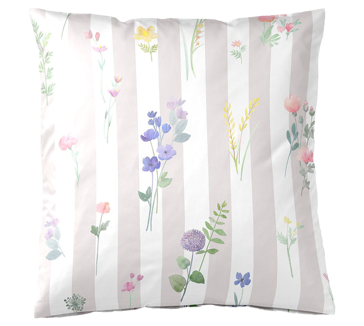 Satin Bettwäsche Flowerstripe in Natur Freisteller Kissen