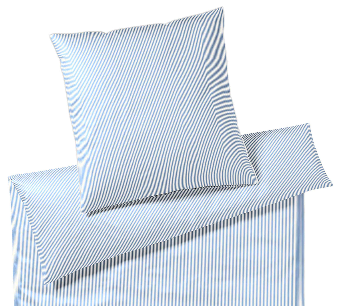 Satin Bettwäsche Hamburger Streifen in Blau Streifen Freisteller Dessin #farbe_Blau-Weiß