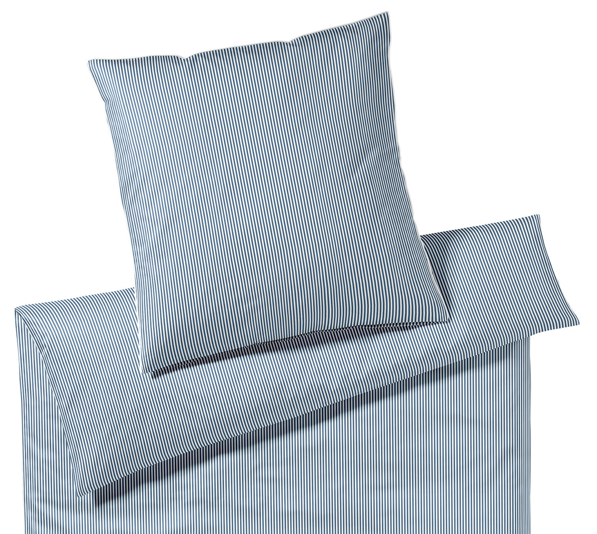Satin Bettwäsche Hamburger Streifen in Marine Streifen Freisteller #farbe_Hamburger Streifen Marine