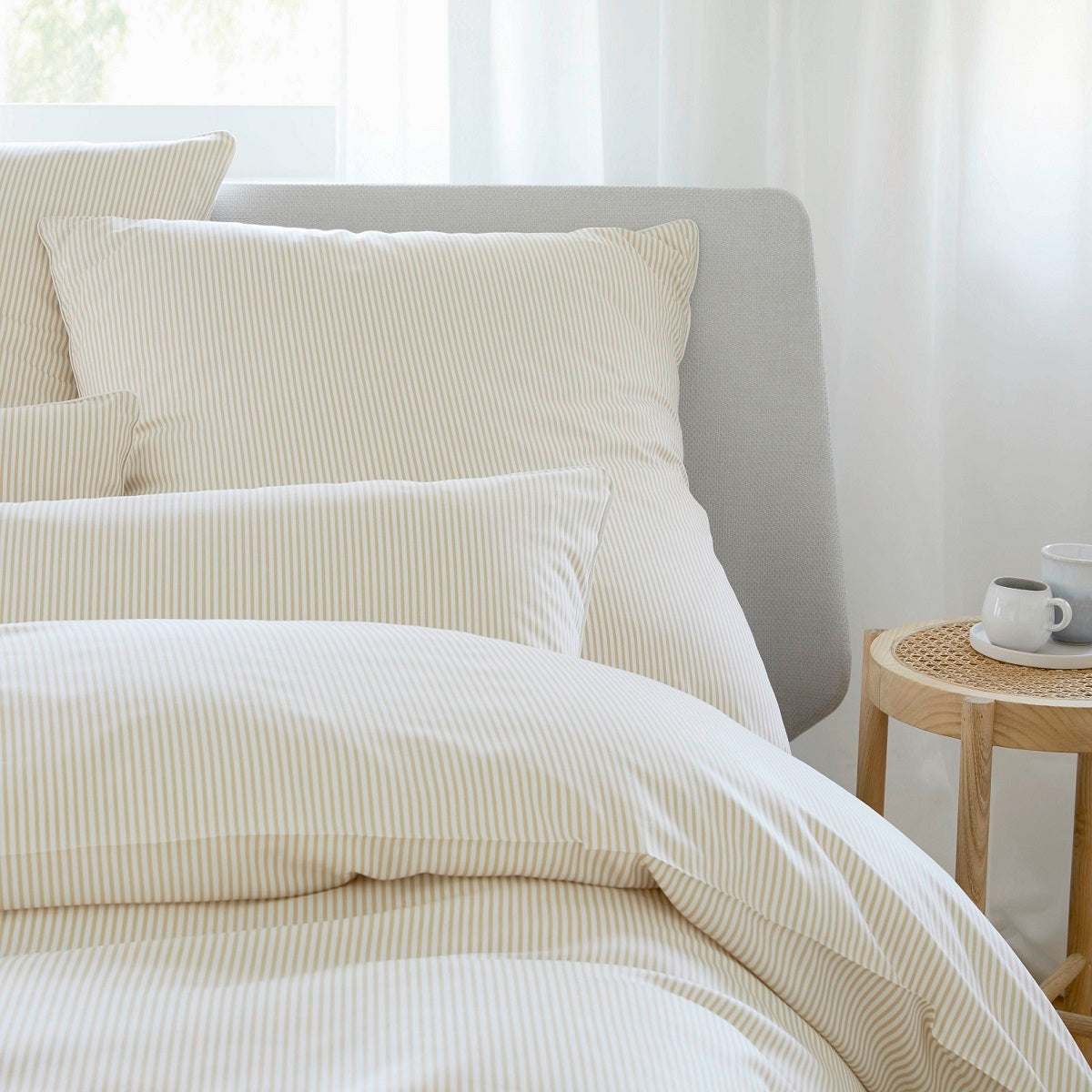 Satin Bettwäsche Hamburger Streifen Natur Schlafzimmer