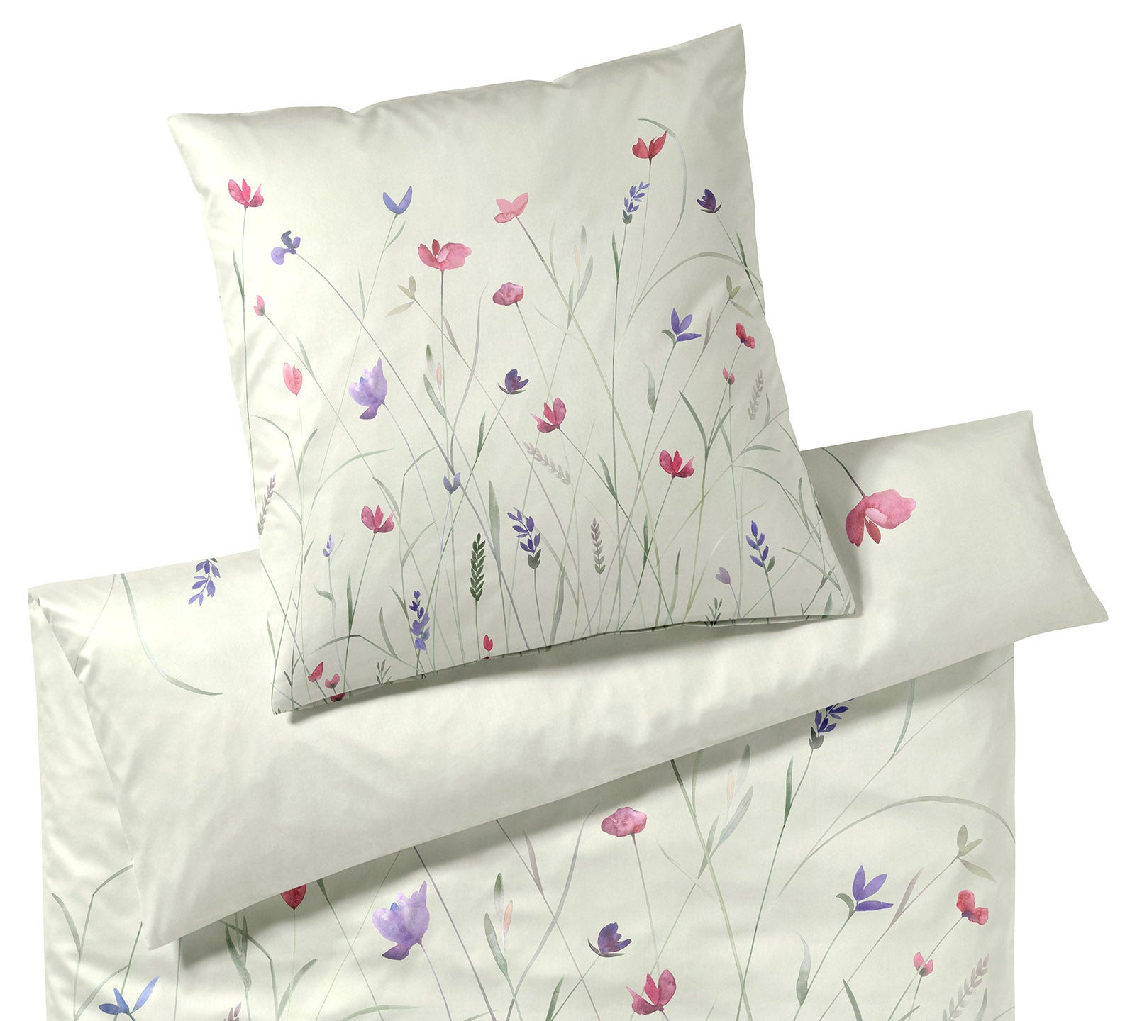 Satin Bettwäsche Highlife in Zartgrün Blumenwiese Freisteller #farbe_Highlife Zartgrün