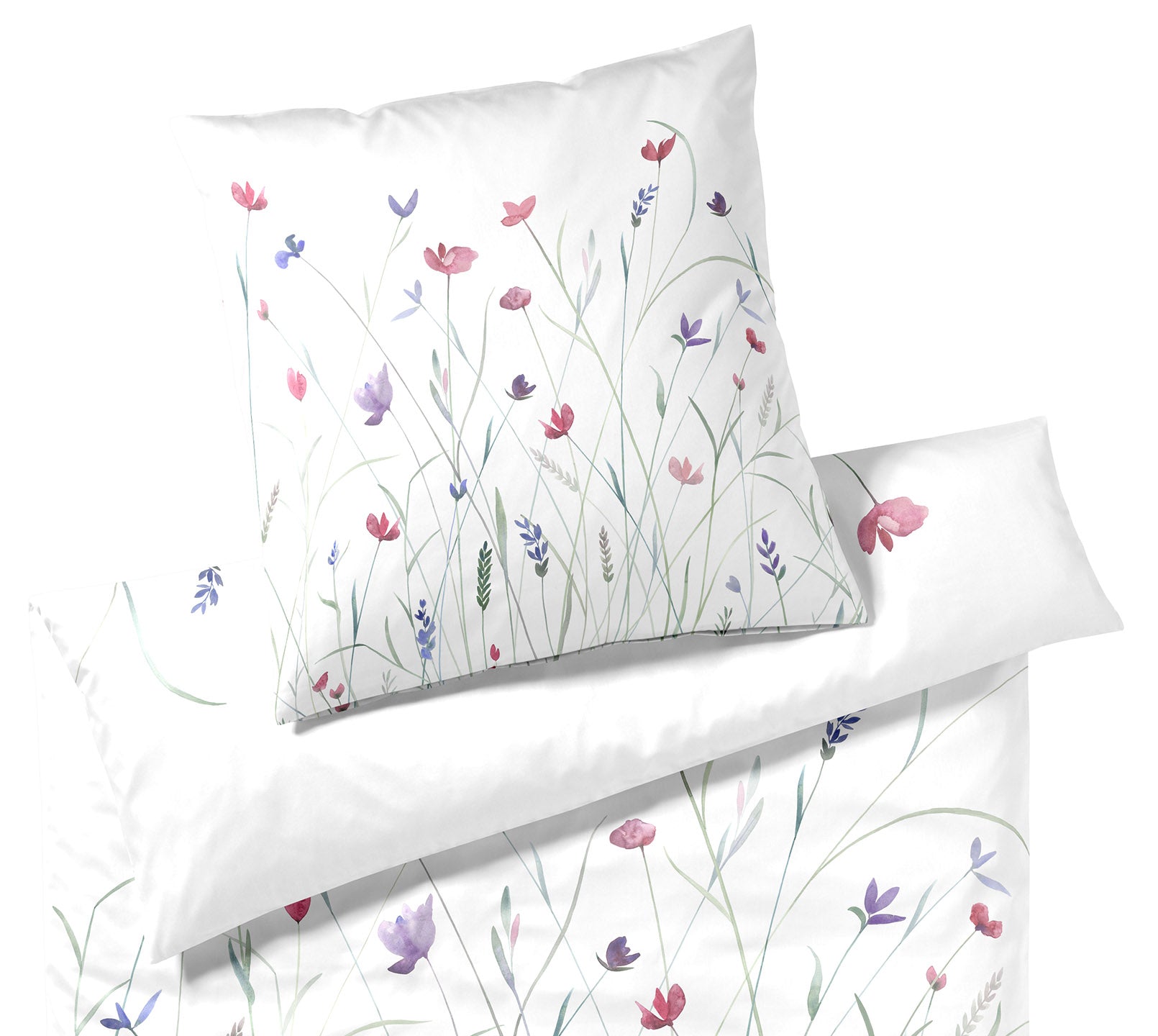 Satin Bettwäsche Highlife in Weiß Blumenwiese Freisteller #farbe_Highlife Weiß