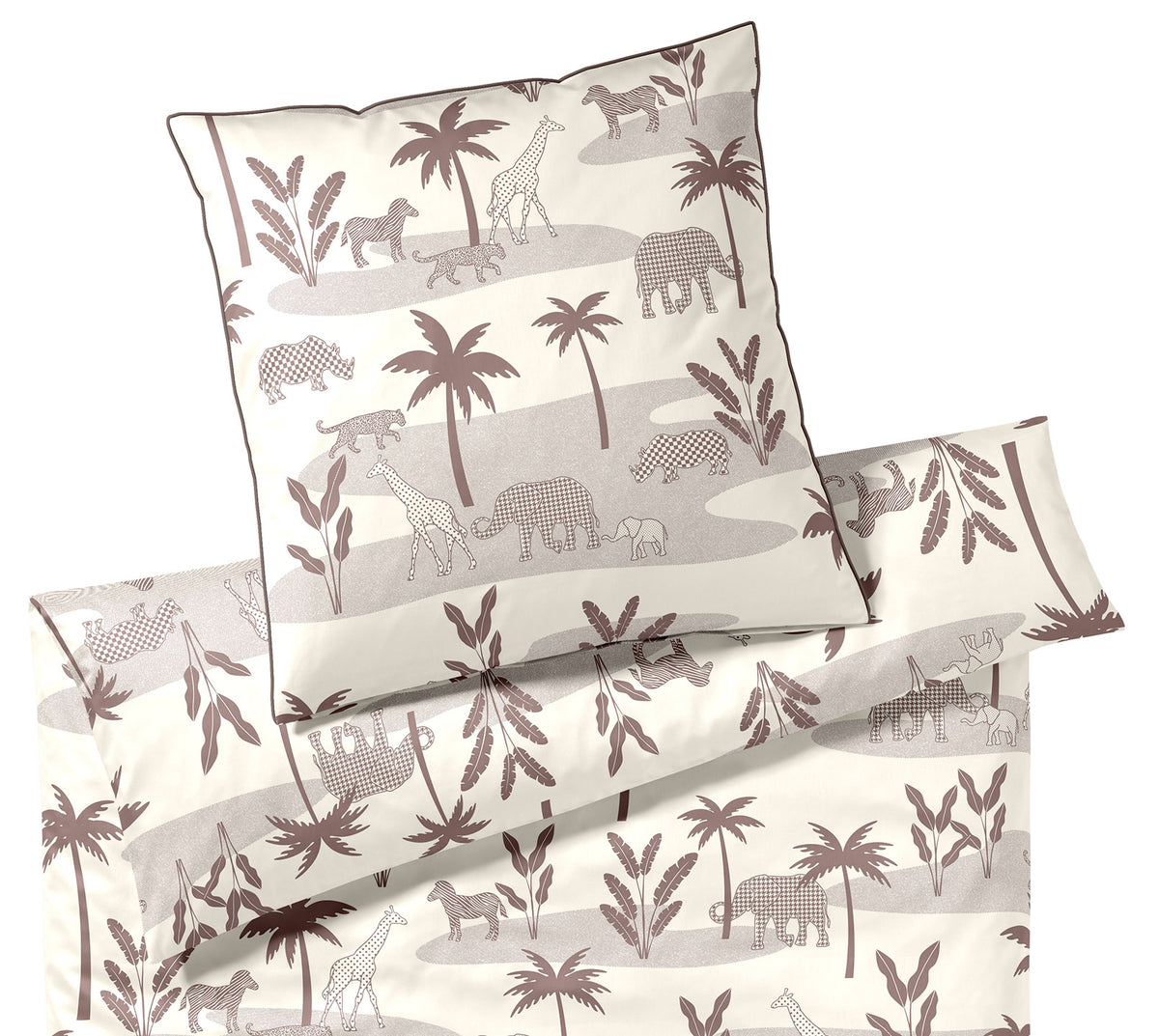 Satin Bettwäsche Jungle Graphic in Savanne Dschungeltiere Freisteller #farbe_Jungle Graphic Savanne