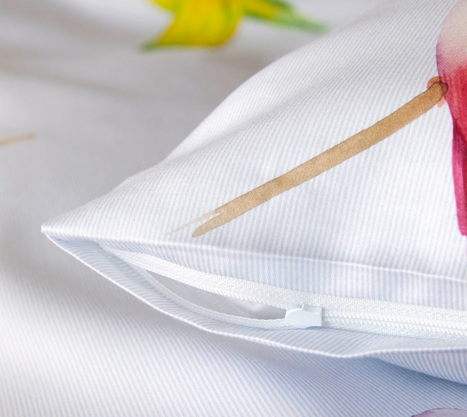 Satin Bettwäsche Lovebirds in Himmelblau Vögel Reißverschluss #farbe_Lovebirds Himmelblau