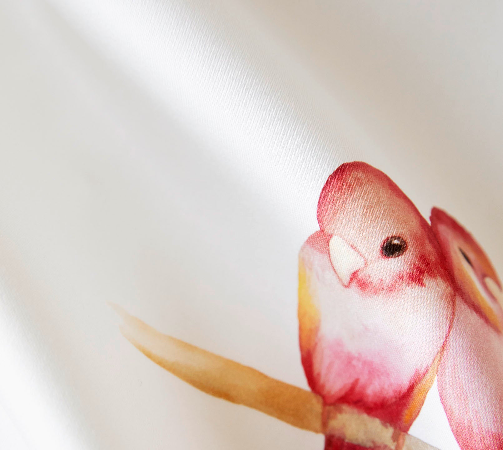 Satin Bettwäsche Lovebirds in Weiß Vögel Material #farbe_Lovebirds Weiß