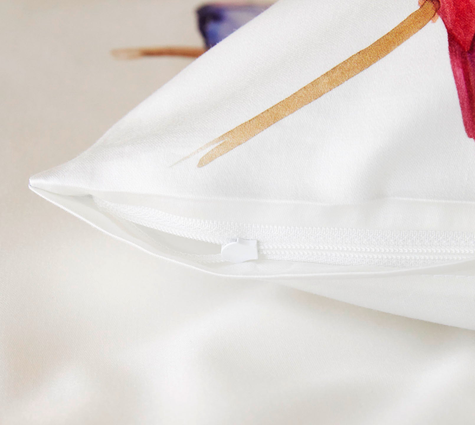 Satin Bettwäsche Lovebirds in Weiß Vögel Reißverschluss #farbe_Lovebirds Weiß