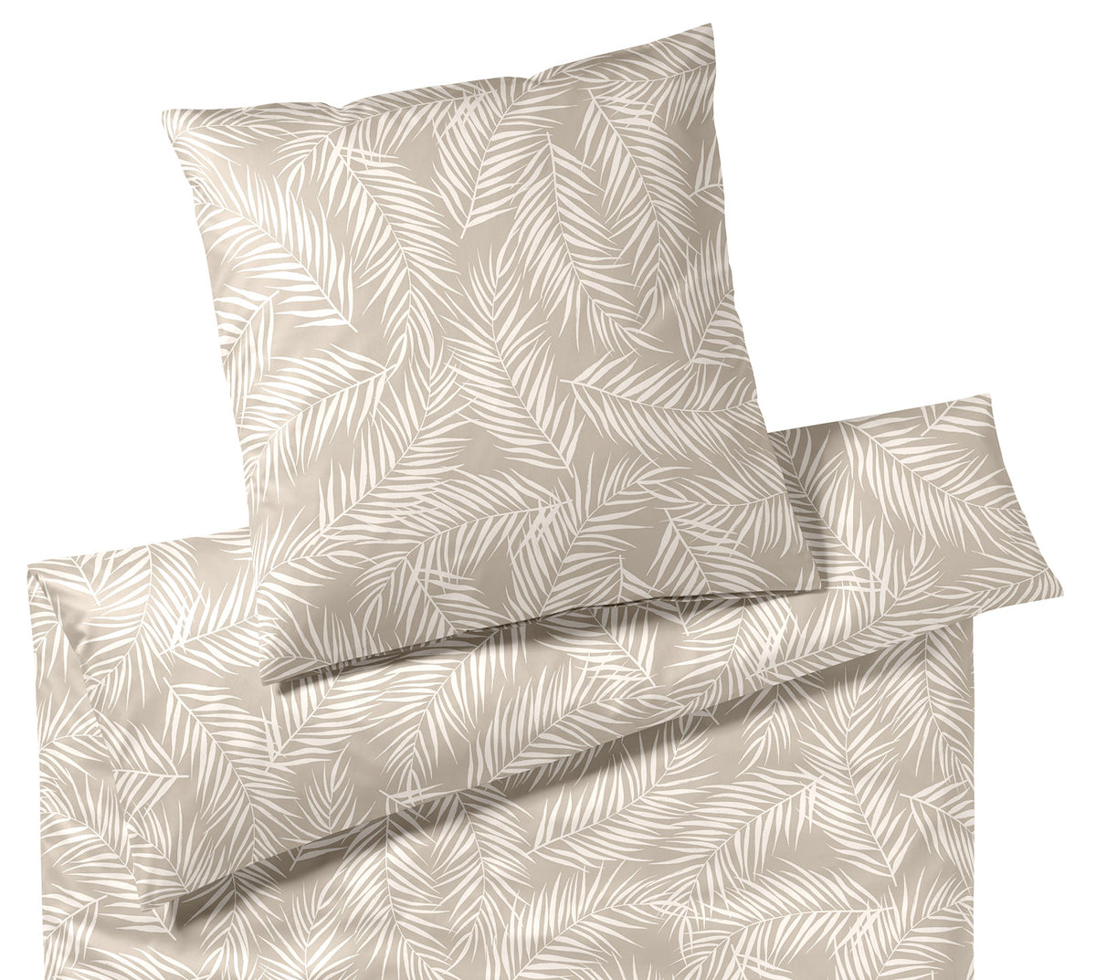 Satin Bettwäsche Maison Leaves in Gold Palmenblätter Freisteller #farbe_Maison Leaves Natur