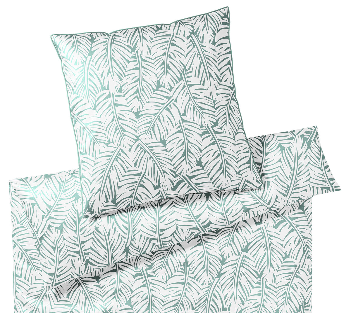 Satin Bettwäsche Maze in Dschungelgrün Blätter Freisteller #farbe_Dschungelgrün