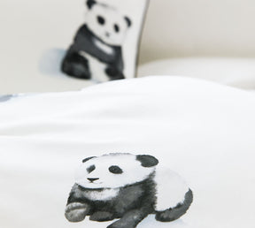 Satin Bettwaesche Panda Bear in Weiß Pandabär Detail 4 
