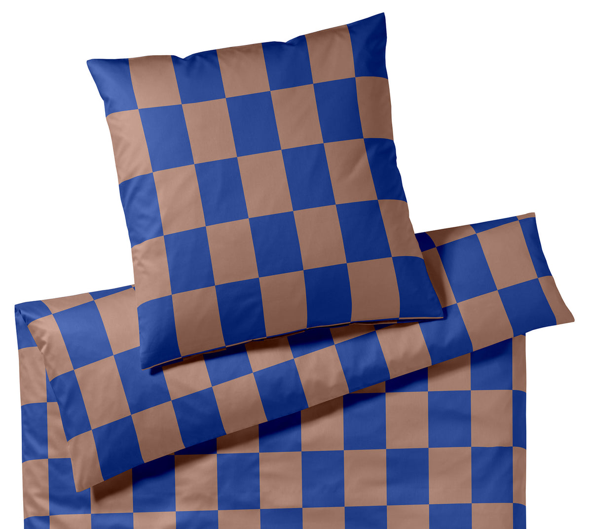 Satin Bettwäsche Plenty in Kobalt-Mousse Karo Freisteller #farbe_Plenty Kobalt-Mousse
