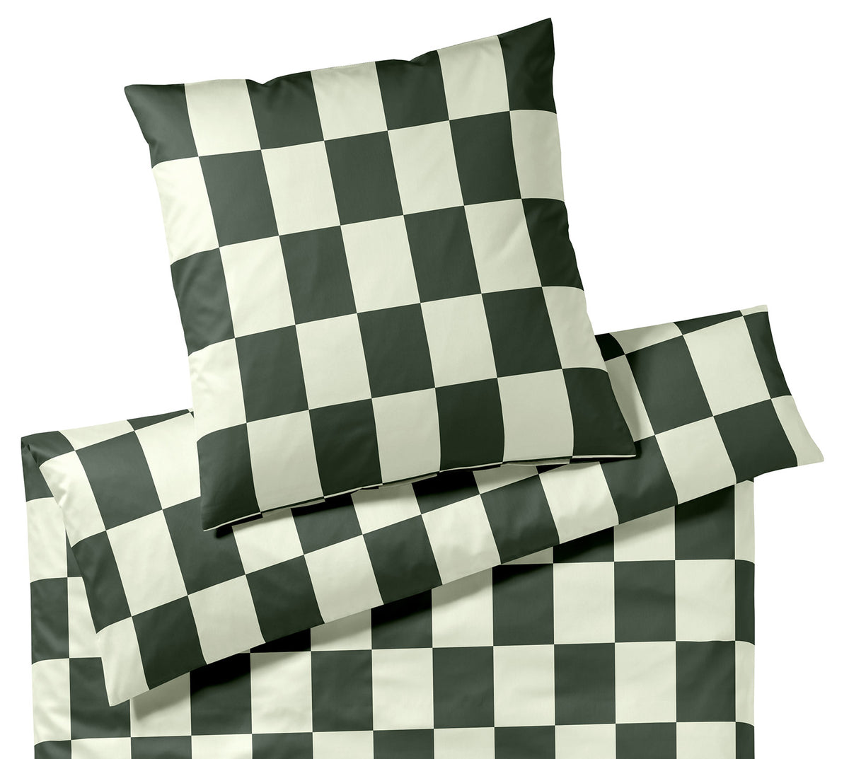 Satin Bettwäsche Plenty in Forest Karo Freisteller #farbe_Plenty Forest
