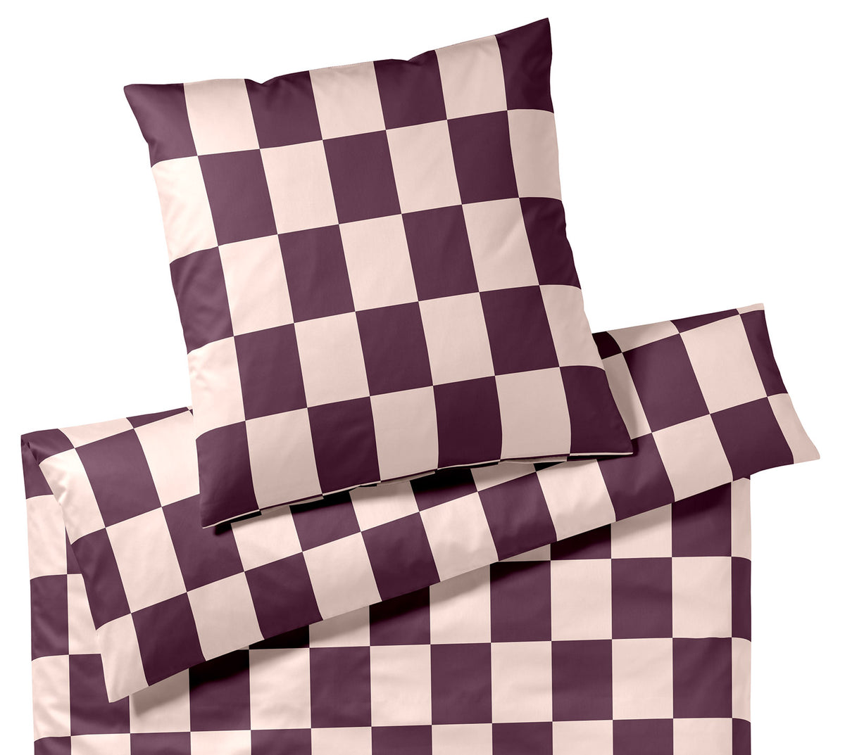 Satin Bettwäsche Plenty in Rosé-Wine Karo Freisteller #farbe_Plenty Rose-Wine