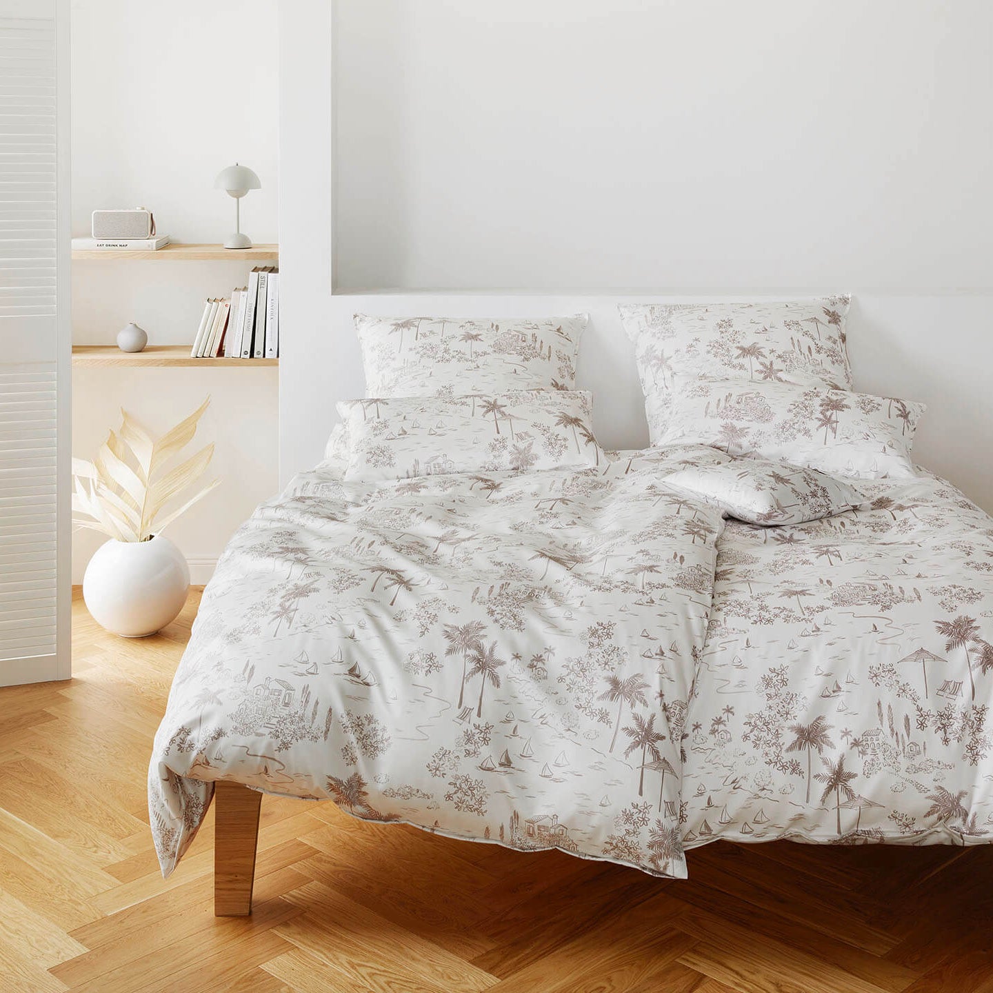 Satin Bettwäsche Positano in Sand Urlaubsmotive Schlafzimmer #farbe_Positano Sand