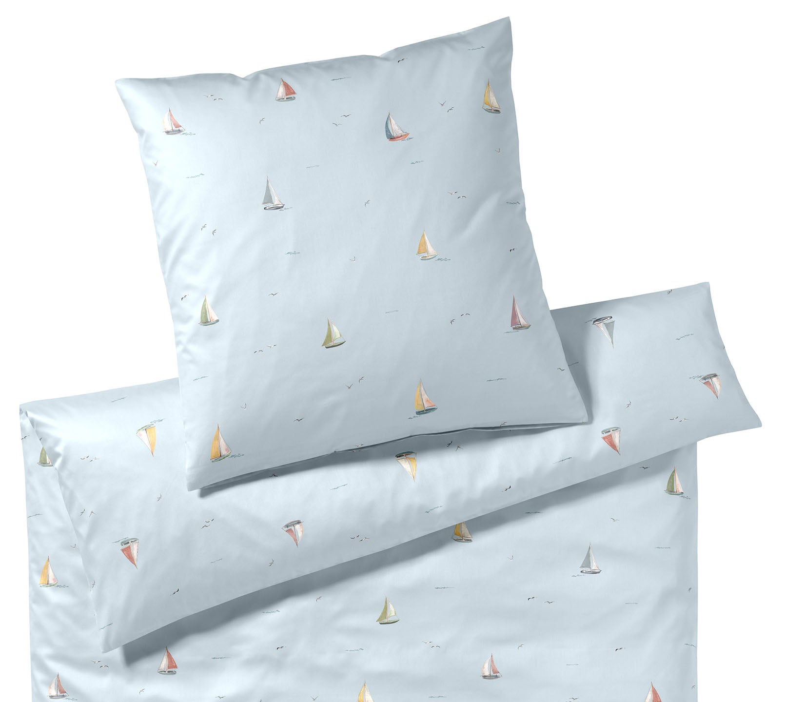 Satin Bettwäsche Sail-Away in Bleu Segelboote Freisteller #farbe_Sail Away Bleu