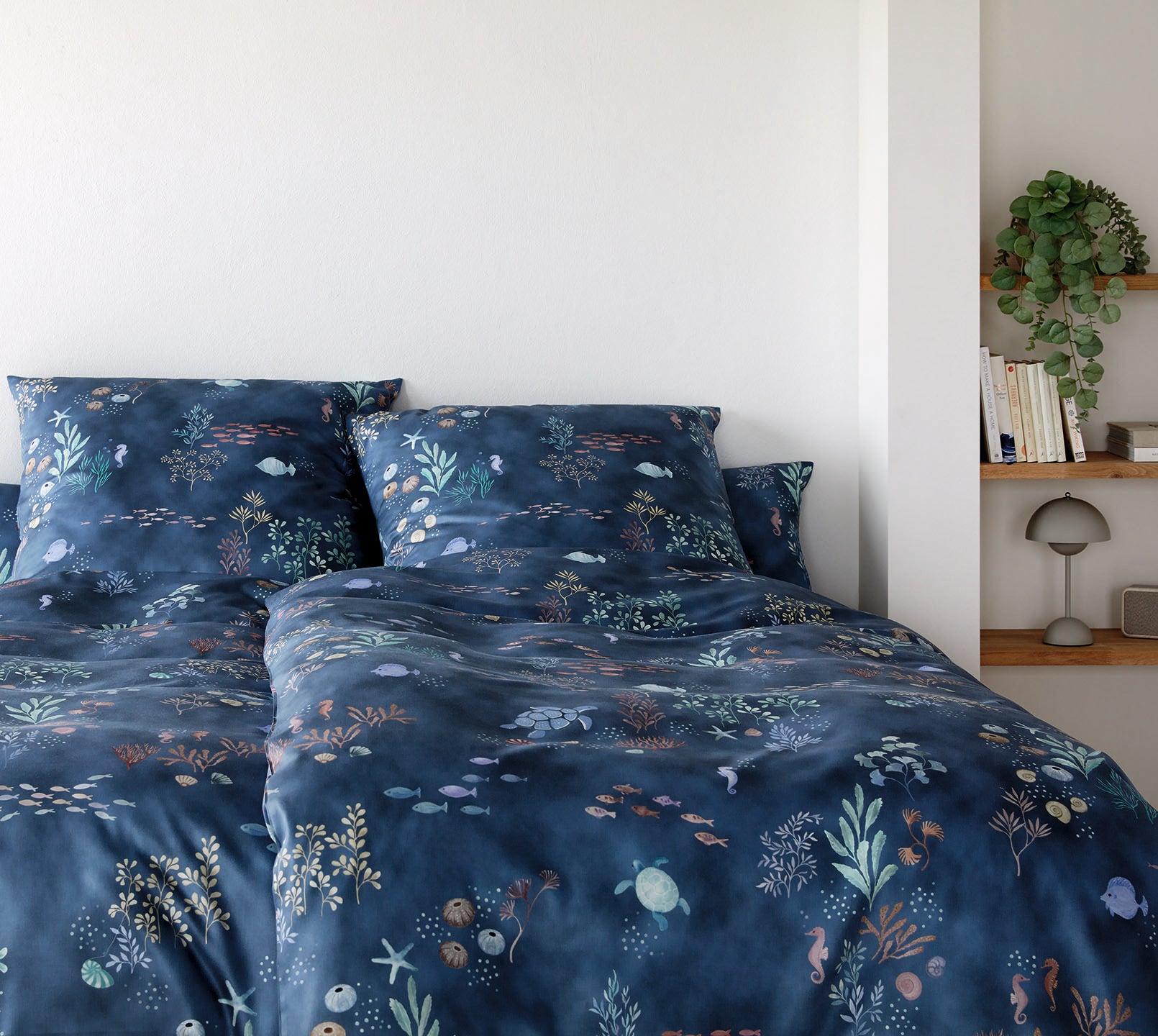 Satin Bettwäsche Sea Life in Marine - Blau Meerestiere Schlafzimmer #farbe_Marine - Blau #farbe_Marine - Blau