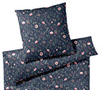 Satin Bettwäsche Sorbet in Nachtblau Blumen Freisteller #farbe_Nachtblau