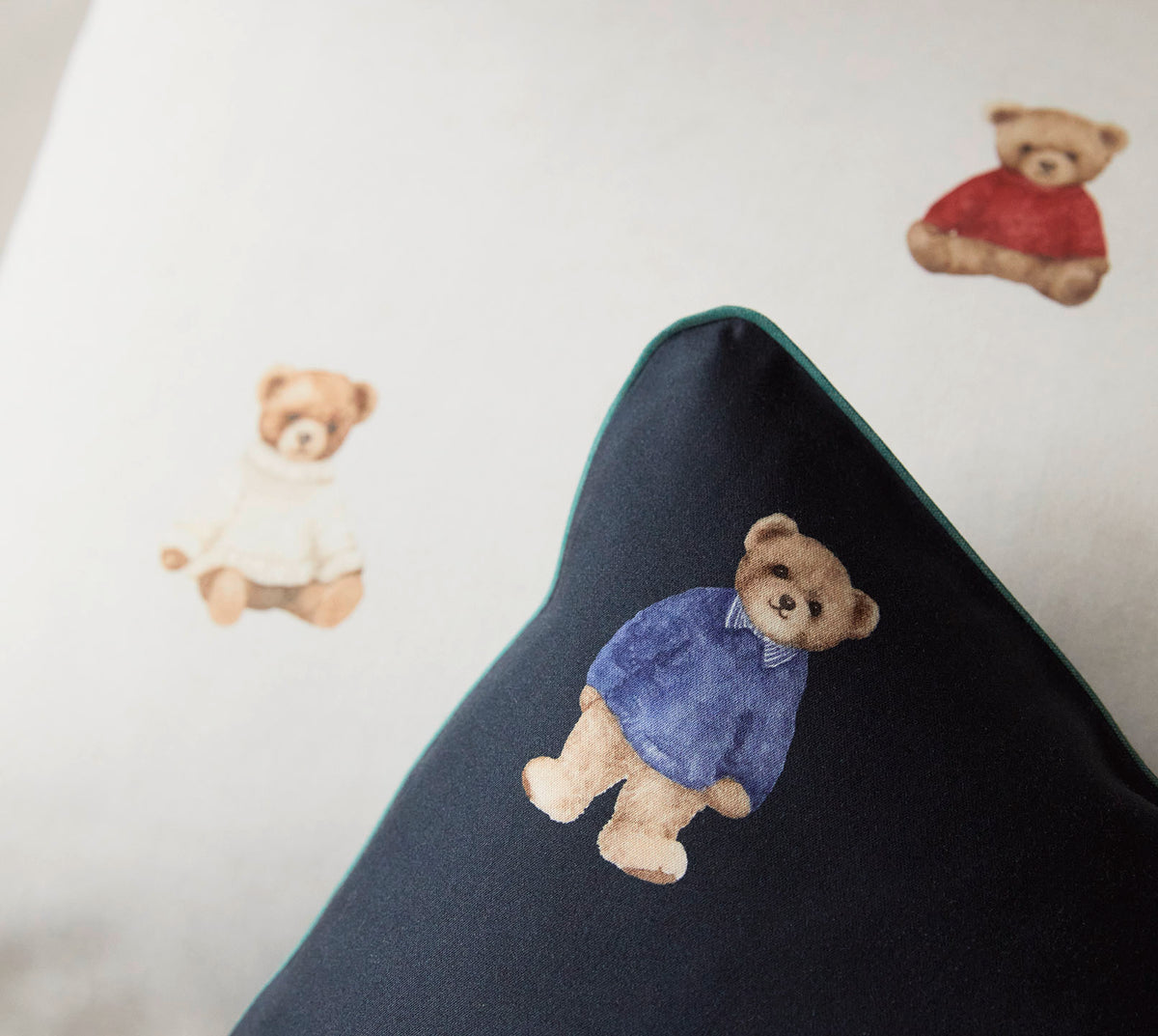 Satin Bettwäsche Teddy Bear in Natur Teddybären Kissenmix #farbe_Teddy Bear Natur