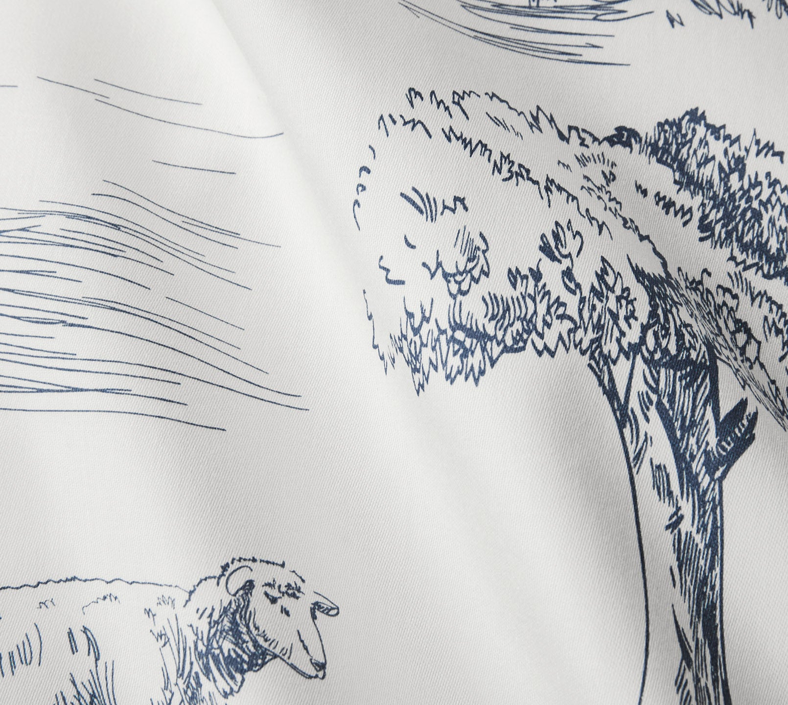 Satin Bettwäsche Toile de Jouy in Marine Landschaften Material 
#farbe_Toile de Jouy Marine