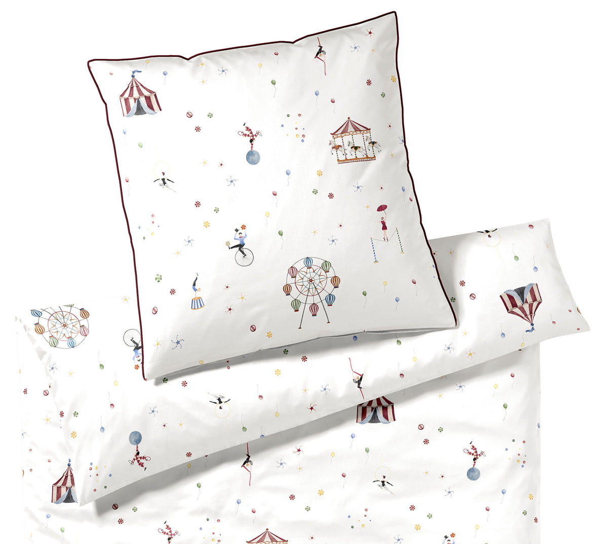 Satin Bettwäsche Variete in Weiß Zirkusmotive Freisteller #farbe_Weiß