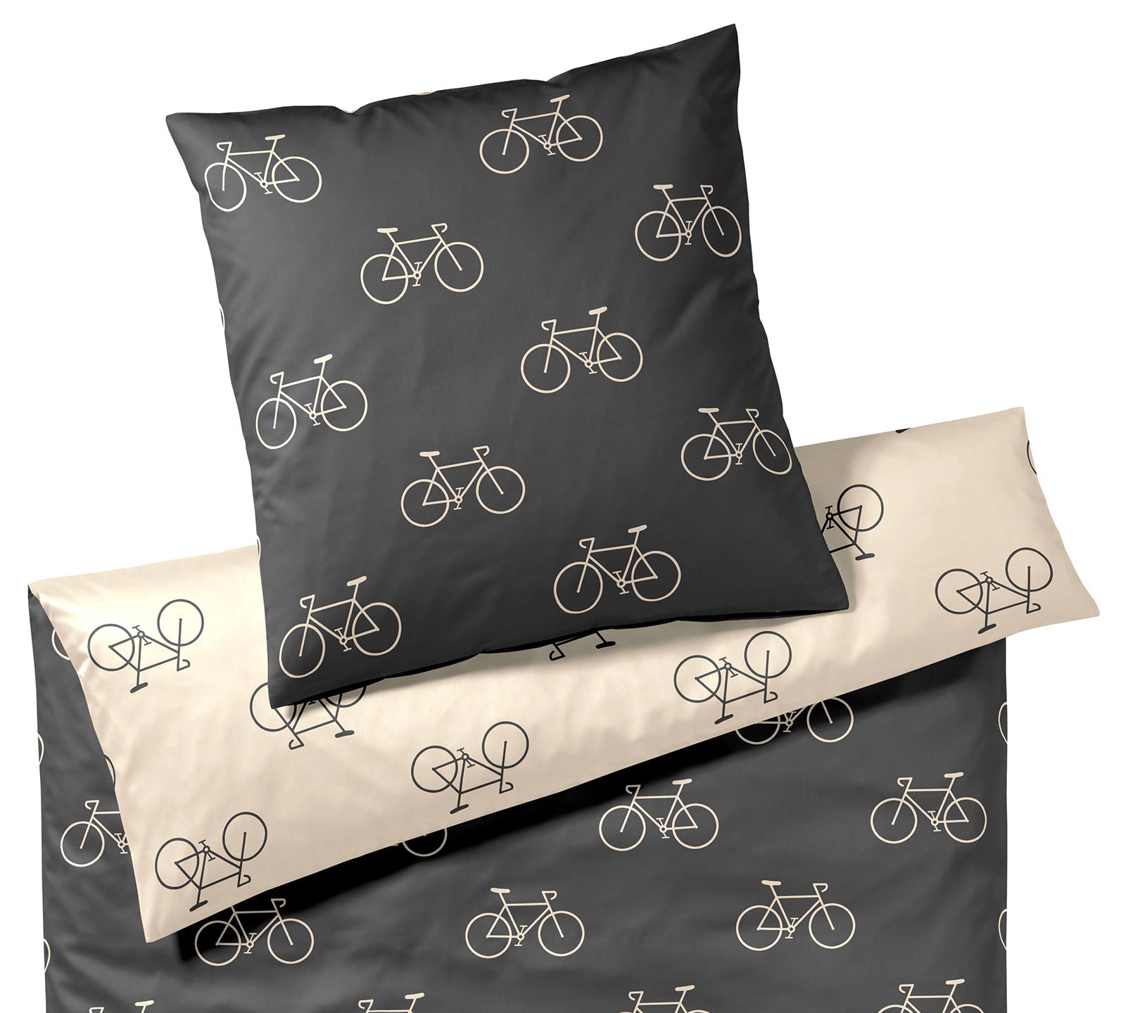Satin Wende Bettwäsche Velo in Anthra Fahrrad Freisteller #farbe_Velo Anthra