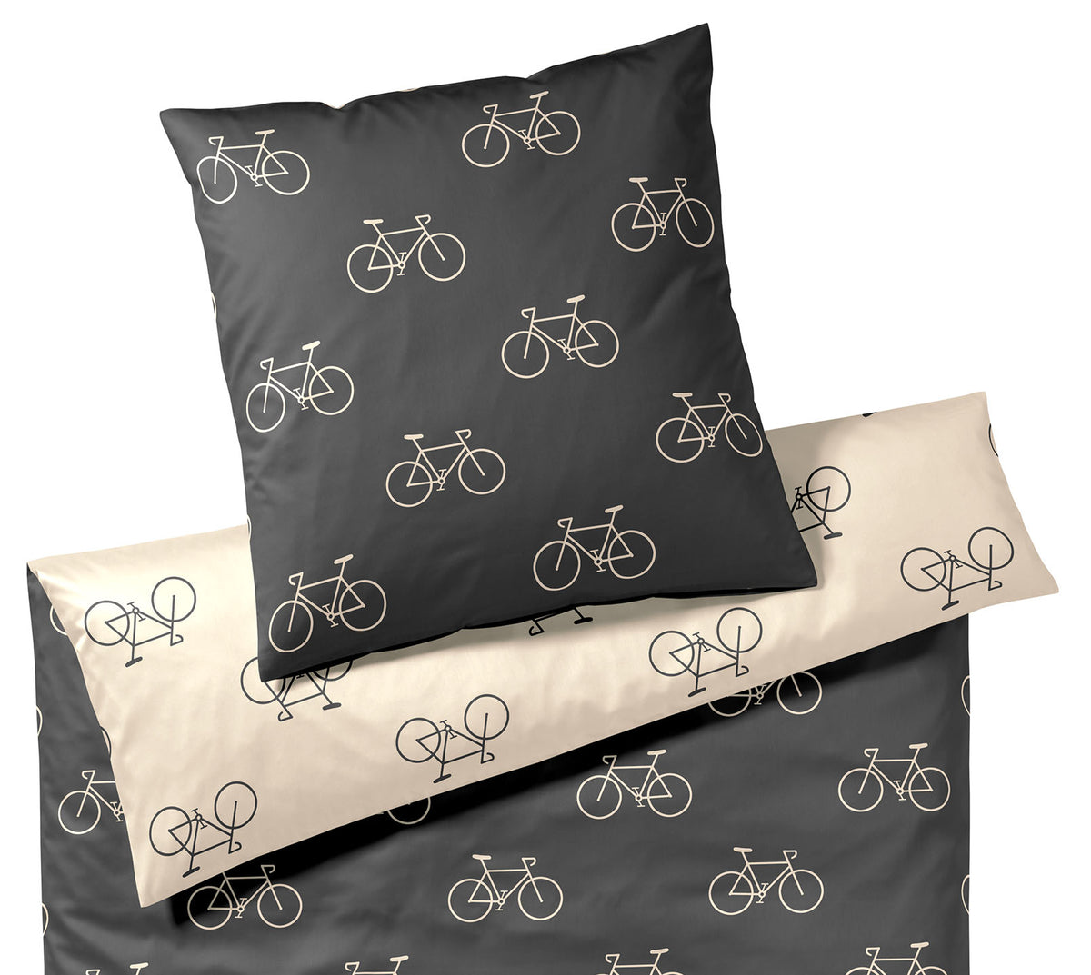 Satin Wende Bettwäsche Velo in Anthra Fahrrad Freisteller #farbe_Velo Anthra