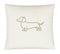 Satin Kissen 40x40 Companion in Natur-Beige Hundesilhouette Stickerei #farbe_Natur-Beige Kissen
