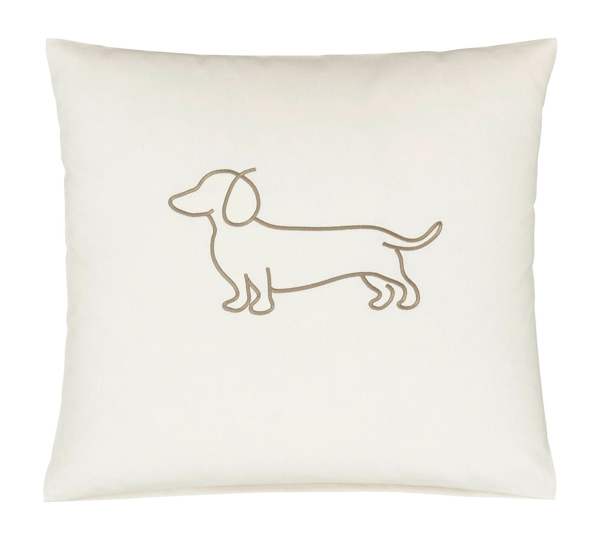 Satin Kissen 40x40 Companion in Natur-Beige Hundesilhouette Stickerei #farbe_Companion Natur-Beige Kissen 40x40cm